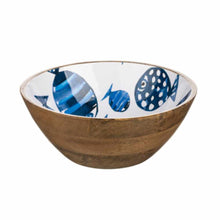 Load image into Gallery viewer, Blue and White Barrier Reef Fish Wooden Large 30cm Bowl by Shoeless Joe
