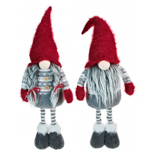 Large Nordic Gnome Gonk Pair 65cm - Grey & Red