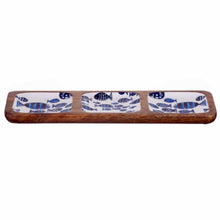 Load image into Gallery viewer, Blue and White Barrier Reef Design Three Section Tray by Shoeless Joe
