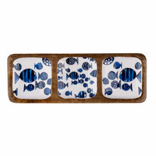 Load image into Gallery viewer, Blue and White Barrier Reef Design Three Section Tray by Shoeless Joe