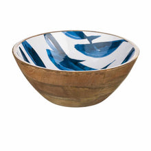 Load image into Gallery viewer, Blue and White Ocean Fish Wooden Large 30cm Bowl by Shoeless Joe
