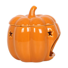 Load image into Gallery viewer, Stars Ceramic Orange Pumpkin oil or wax warmer for Halloween
