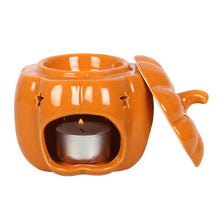 Load image into Gallery viewer, Stars Ceramic Orange Pumpkin oil or wax warmer for Halloween
