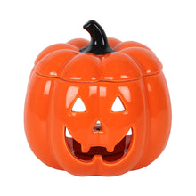 Load image into Gallery viewer, Jack-O-Lantern Ceramic Orange Pumpkin oil or wax warmer for Halloween
