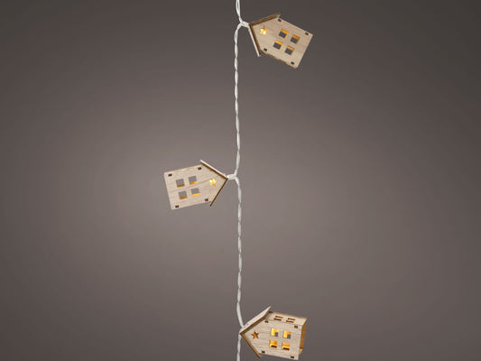Natural Wood Houses String Lights