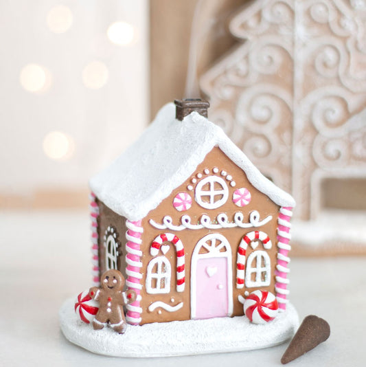 Candy Cane & Gingerbread House Incense Burner
