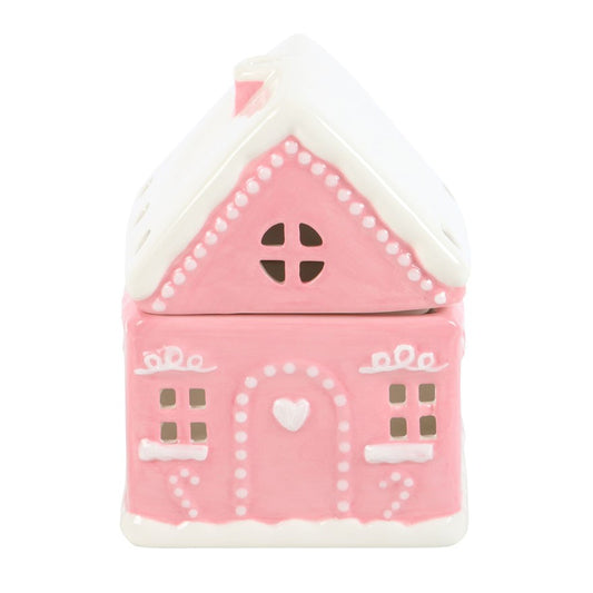 Cute Pink Gingerbread House Ceramic Oil Burner