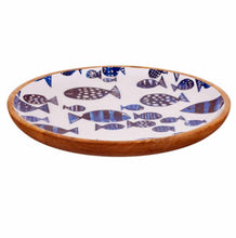 Load image into Gallery viewer, Blue and White Barrier Reef Design Wooden Large 30cm Platter by Shoeless Joe