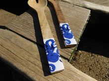 Load image into Gallery viewer, Blue Octopus Design Wooden Salad Servers by Shoeless Joe