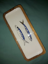Load image into Gallery viewer, Blue & White Mackerel Design Wood & Melamine Platter 25cm by Shoeless Joe