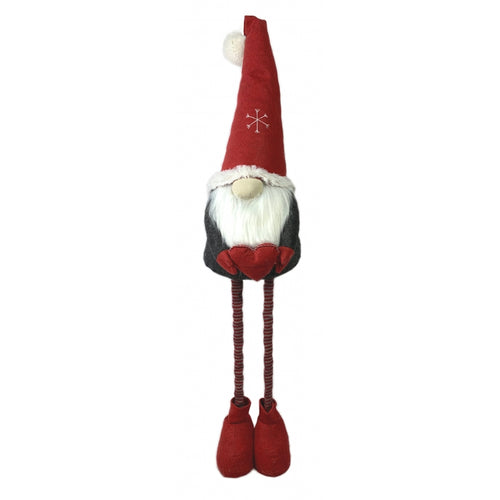 Very Large Red and Grey Felt Nordic Santa Christmas Display with Extending Legs