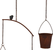 Load image into Gallery viewer, Rustic Metal Hanging Herb or Succulents Garden with 3 Pots and Birds