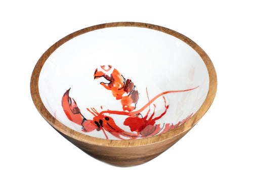 Lobster Design Wooden Medium 25cm Bowl by Shoeless Joe