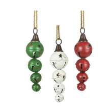 Load image into Gallery viewer, Large Metal Vintage Christmas Cascading Jingle Bells Decoration with Rope Hanger - Red