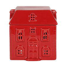 Load image into Gallery viewer, Cute Red Christmas Georgian House Ceramic Oil Burner with Chimneys
