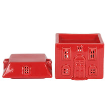 Load image into Gallery viewer, Cute Red Christmas Georgian House Ceramic Oil Burner with Chimneys