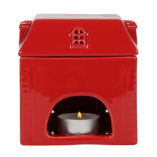 Load image into Gallery viewer, Cute Red Christmas Georgian House Ceramic Oil Burner with Chimneys
