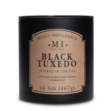 Load image into Gallery viewer, Manly Indulgence Black Tuxedo Large 16.5oz Jar Luxury Candle by Colonial Candle
