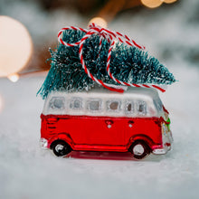 Load image into Gallery viewer, Coming Home for Xmas Red Camper Van Christmas Tree Bauble Ornament by Sass &amp; Belle
