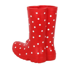 Load image into Gallery viewer, Red Dotty Wellington Boots Planter