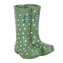 Load image into Gallery viewer, Light Green Dotty Wellington Boots Planter
