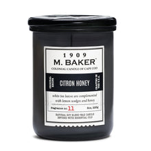 Load image into Gallery viewer, M Baker Colonial Candles of Cape Cod 8oz Citron Honey Apothecary Candle
