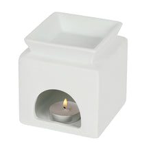 Load image into Gallery viewer, White Ceramic Oil Burner or Wax Melter with Cut Out Design - Family, Home or Love