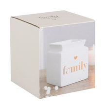 Load image into Gallery viewer, White Ceramic Oil Burner or Wax Melter with Cut Out Design - Family, Home or Love