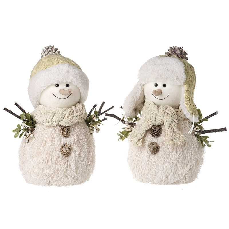 Set of Two Large Snowmen Cute Christmas Characters for Display and Decoration