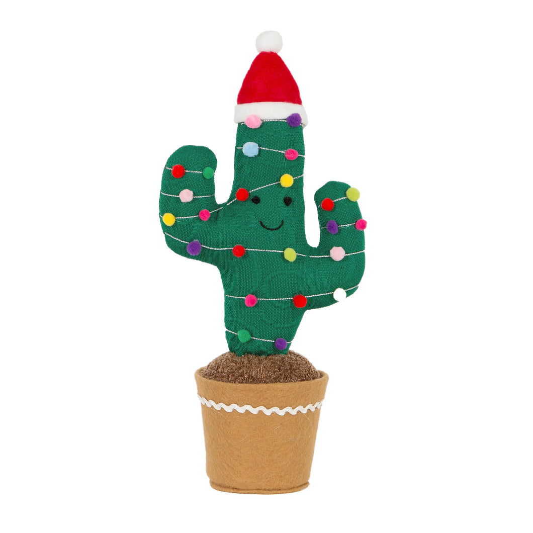 Fun Christmas Knitted Decorated Cactus Decoration Medium
