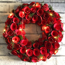 Load image into Gallery viewer, Large 35cm Red Flower Wreath With LED Lighting by Amalfi
