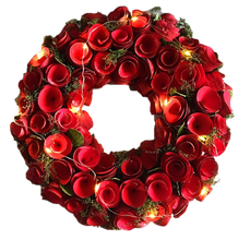 Load image into Gallery viewer, Large 35cm Red Flower Wreath With LED Lighting by Amalfi