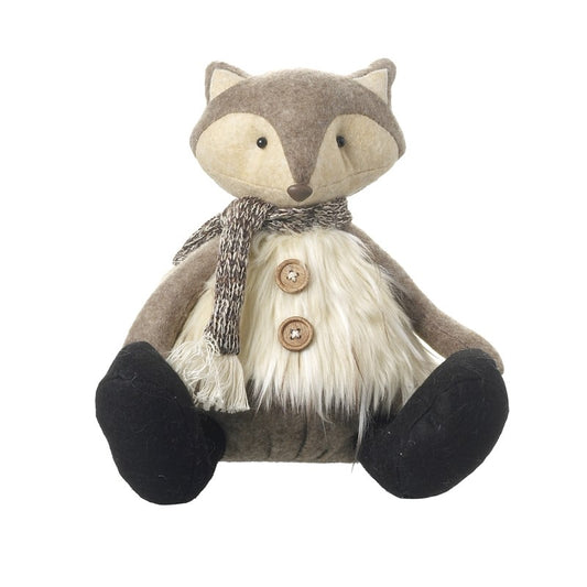 Sitting Fox in Furry Jumper Christmas Display Decoration