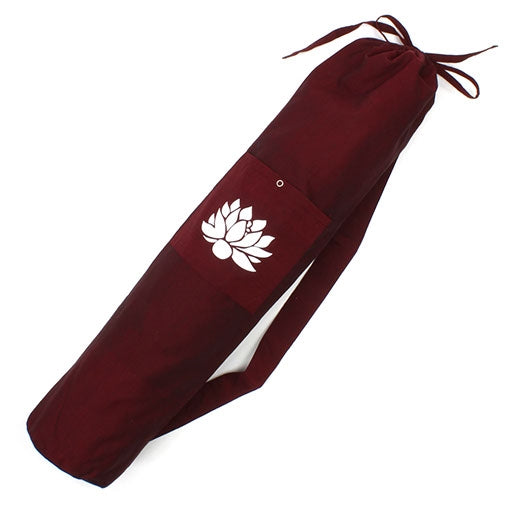 Cotton Lotus Design Yoga Mat Bag - Dark Red Fair Trade-The Useful Shop