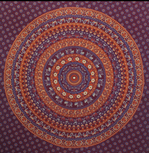 Load image into Gallery viewer, Arun Fairtrade Mandala Bedspread or Throw - Purple/Orange
