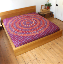 Load image into Gallery viewer, Arun Fairtrade Mandala Bedspread or Throw - Purple/Orange