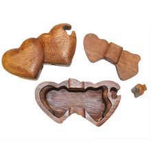 Load image into Gallery viewer, Twin Hearts Puzzle Wooden Carved Fair Trade Trinket Ring Box
