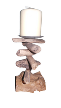 Load image into Gallery viewer, Medium Rustic Driftwood Pillar Candle Holder 20cm