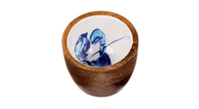 Load image into Gallery viewer, NEW Blue & White Sardines Design Wooden Nut and Nibbles Bowl by Shoeless Joe
