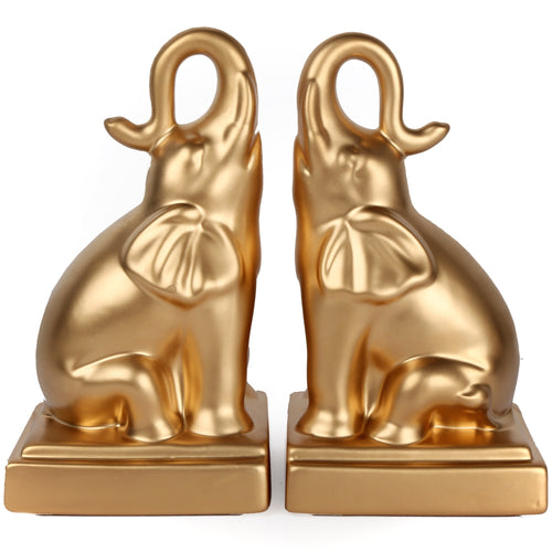 Ceramic Gold Carnival Elephant Pair of Bookends by Temerity Jones London-The Useful Shop