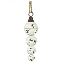 Load image into Gallery viewer, Large Metal Vintage Christmas Cascading Jingle Bells Decoration with Rope Hanger - White
