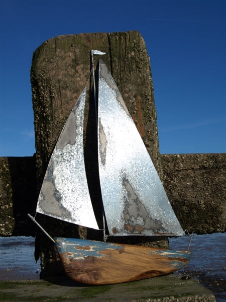 Yacht Sailing Boat Wood and Metal Wall Art by Shoeless Joe