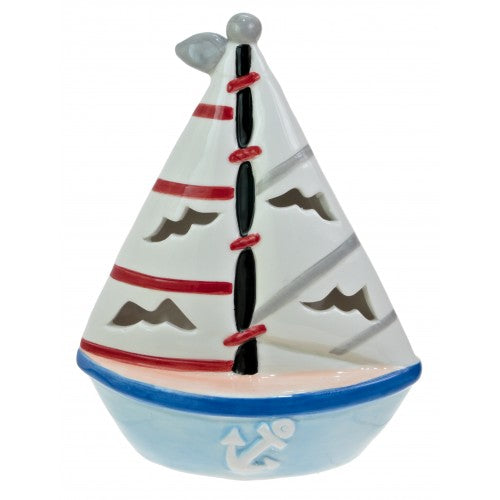 Seaside Ceramics Sailing Boat with LED Lighting