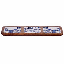 Load image into Gallery viewer, Blue and White Barrier Reef Design Three Section Tray by Shoeless Joe 
