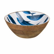 Blue and White Ocean Fish Wooden Large 30cm Bowl by Shoeless Joe
