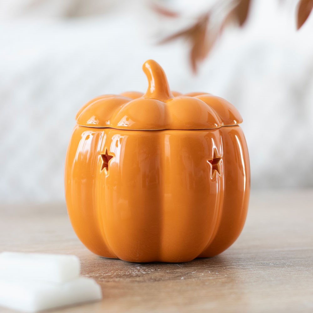 Stars Ceramic Orange Pumpkin oil or wax warmer for Halloween