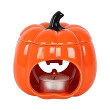Load image into Gallery viewer, Jack-O-Lantern Ceramic Orange Pumpkin oil or wax warmer for Halloween
