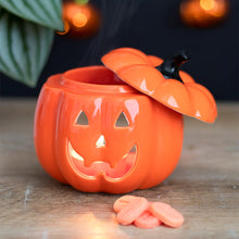 Load image into Gallery viewer, Jack-O-Lantern Ceramic Orange Pumpkin oil or wax warmer for Halloween
