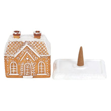 Load image into Gallery viewer, Iced Gingerbread House Ceramic Incense Burner with Chimneys
