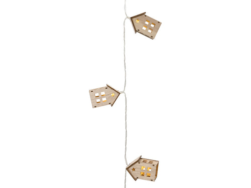 Natural Wood Houses String Lights